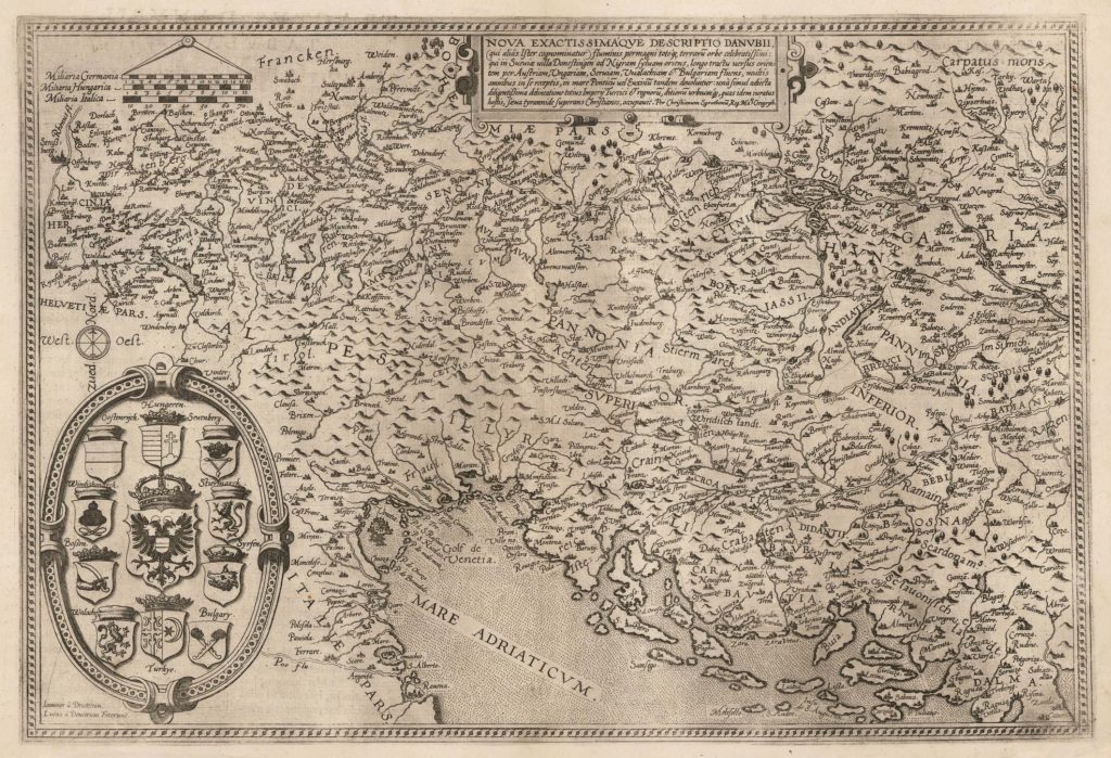 Karta današnjeg austrijsko-slovensko-hrvatskog prostora, 1593. godina