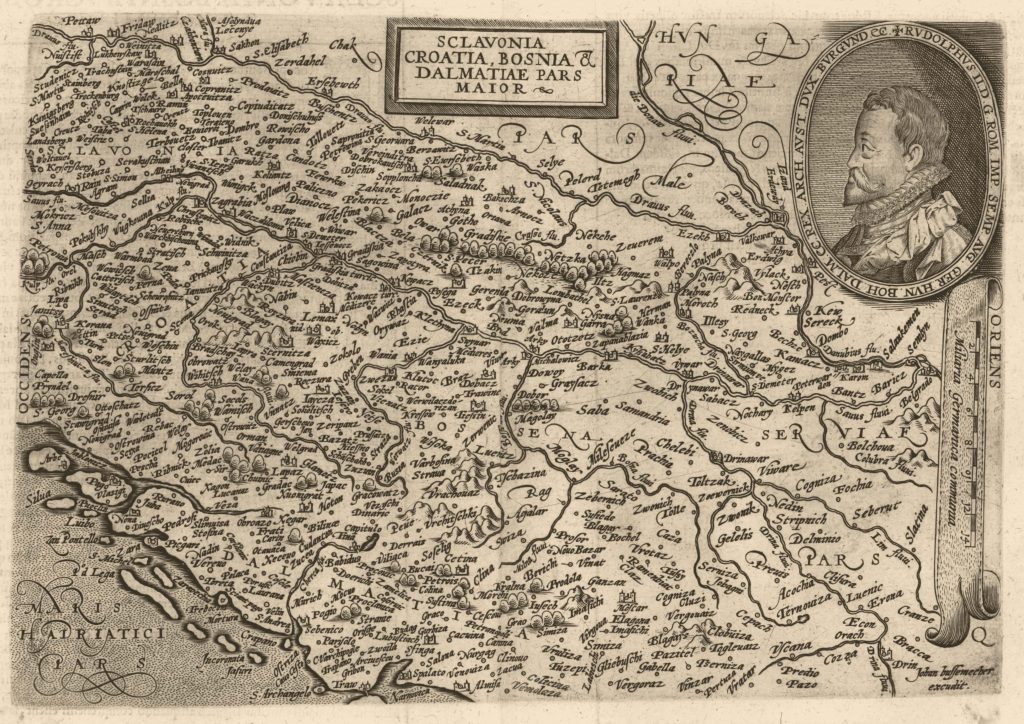 Karta Slavonije, Hrvatske, Bosne i Dalmacije, 1592. godina